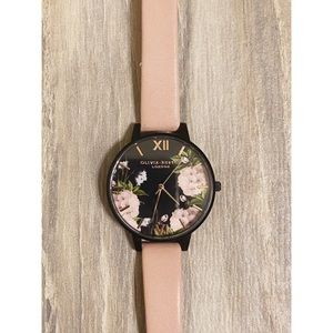OLIVIA BURTON pink and black flower watch